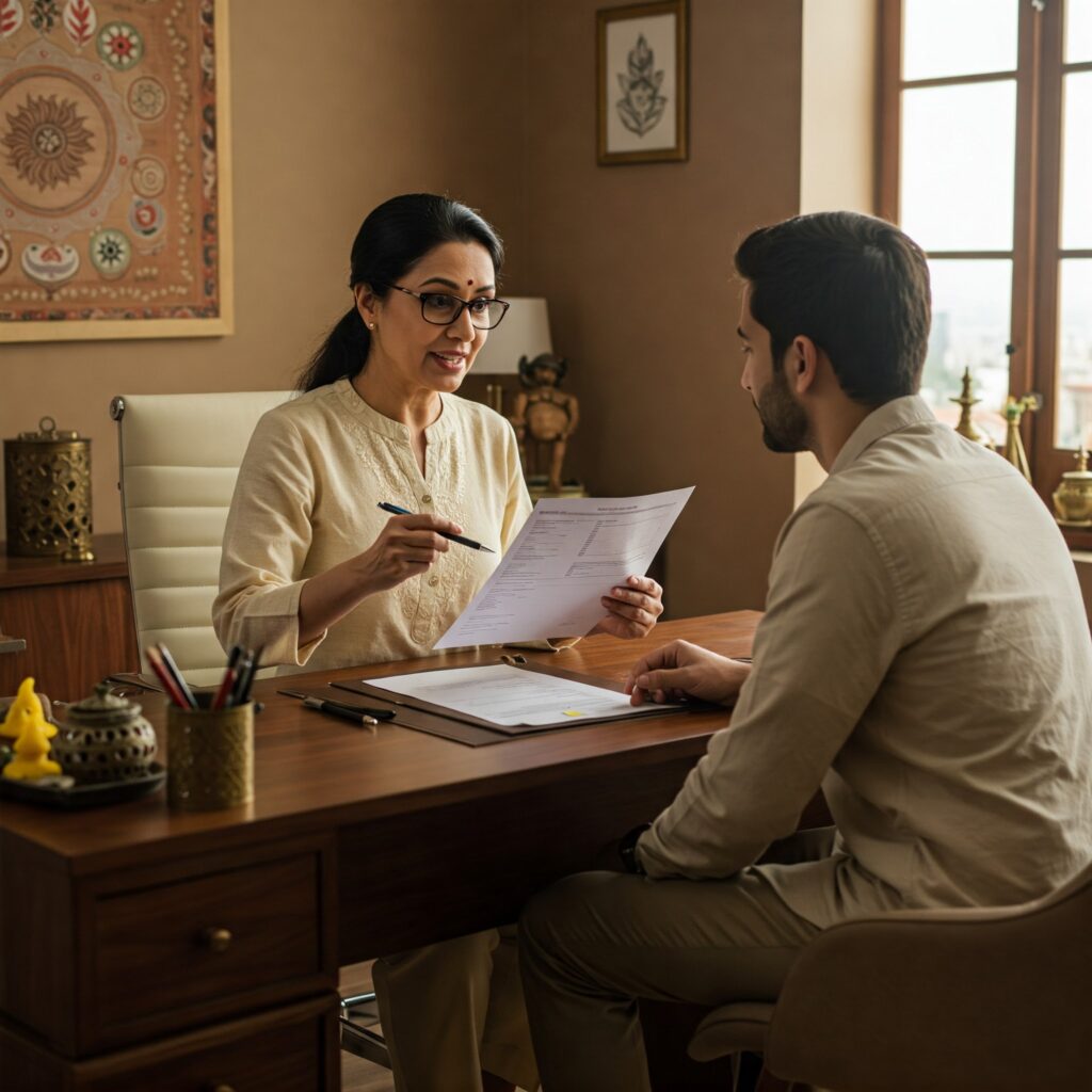 Ayurvedic Doctor explaining Dietary and Lifestyle changes for Employee Wellness